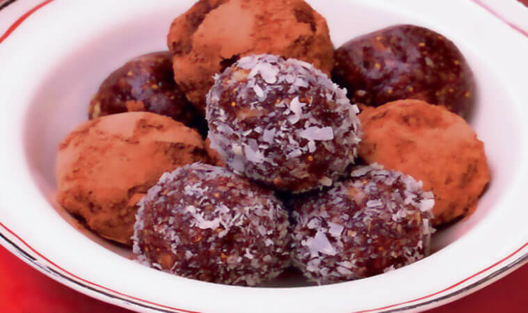 Raw cacao chocolate mandarin truffles